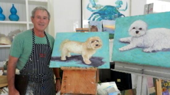 George W. Bush with doggies