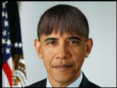 Barack Obama with bangs | Tacky Harper's Cryptic Clues Barack Obama with bangs | Tacky Harper's Cryptic Clues