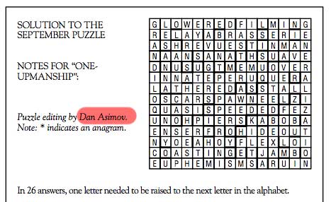 Puzzle editing by Dan Asimov | Tacky Harper's Cryptic Clues Puzzle editing by Dan Asimov | Tacky Harper's Cryptic Clues