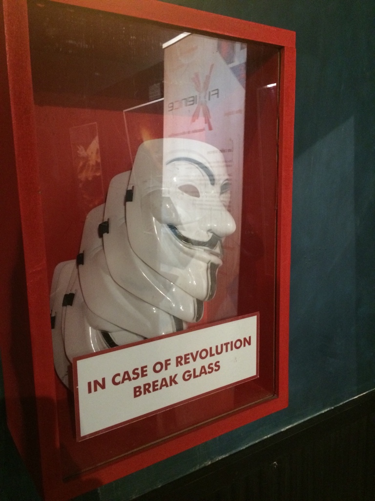 In case of revolution break glass | Guy Fawks masks | Tacky Harper's Cryptic Clues In case of revolution break glass | Guy Fawks masks | Tacky Harper's Cryptic Clues