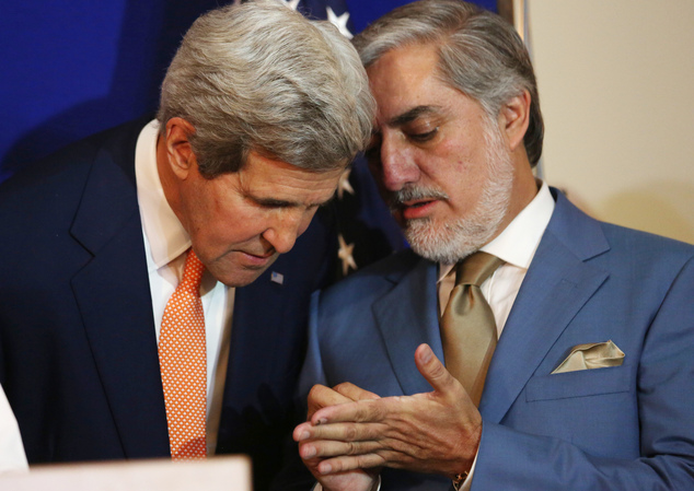 Afghan presidential candidate Abdullah Abdullah, right, speaks to U.S. Secretary of State John Kerry Afghan presidential candidate Abdullah Abdullah, right, speaks to U.S. Secretary of State John Kerry