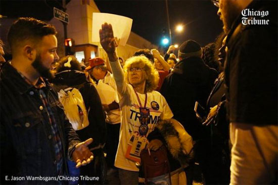 Lady giving a sieg heil at a Trump rally | Tacky Harper's Cryptic Clues Lady giving a sieg heil at a Trump rally | Tacky Harper's Cryptic Clues