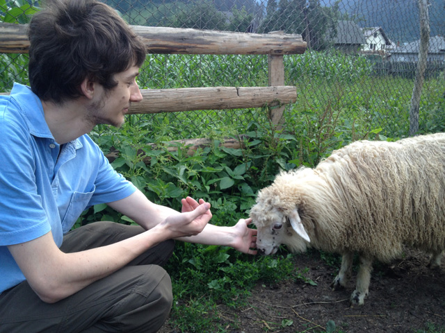 Vlad with Cousin Vasiliy's sheep