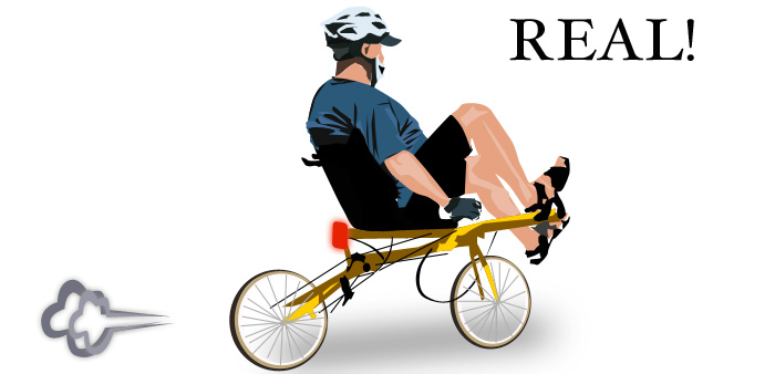 Dude riding recumbent.