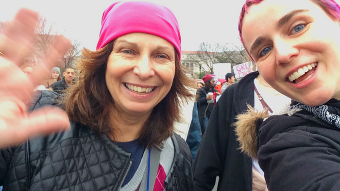 erica and mom | Washington, DC | Women's March erica and mom waving to the camera in Washington, DC | Women's March
