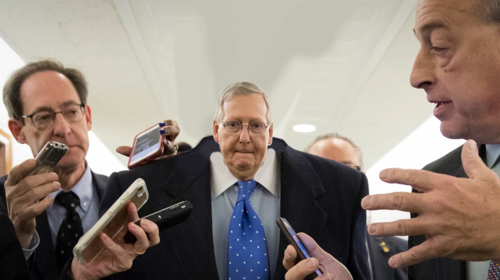 Mitch McConnell with shrunken head | erica dreisbach